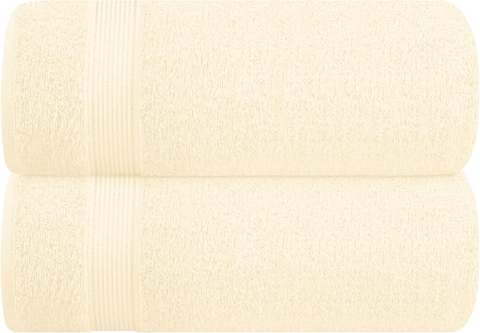 Belizzi Home Cotton 2 Pack Oversized Bath Sheet 35x70, Large Bath Sheet, Ultra Soft, Absorbent, Compact, Eco-Friendly, Recyclable, Quick Drying and Lightweight Towel - Ivory