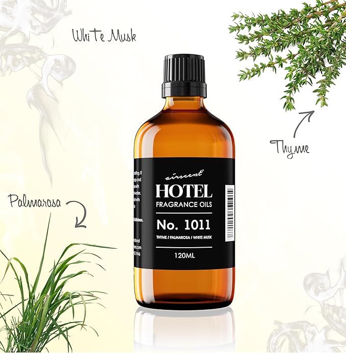 AirScent Hotel Diffuser Oil No. 1011 Inspired by The Beach Villas Hotel Scent - Premium Fragrance Oil for Ultrasonic and Waterless Diffusers and Crafting - 10 mL, .34 fl oz Glass Bottle