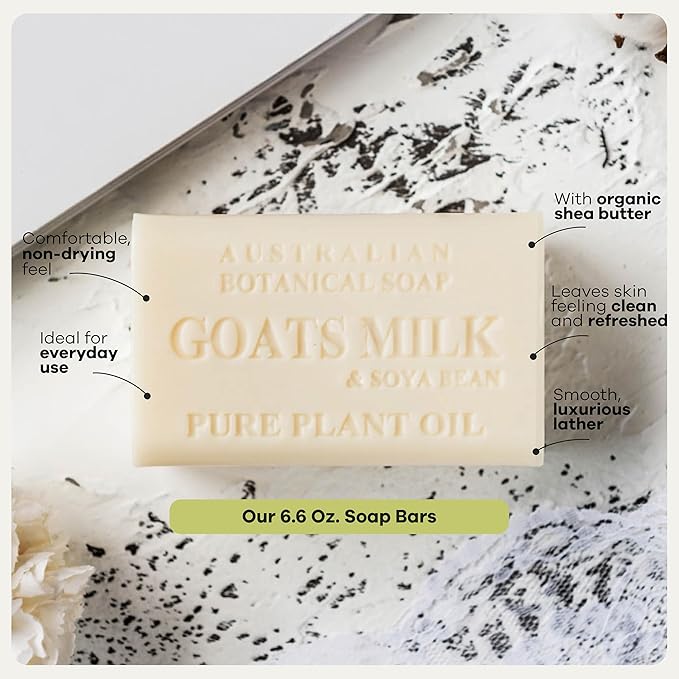 Australian Botanical Soap 16-Bar Set, Goats Milk & Soya Bean 8-Pack + Variety 8-Pack,| 6.6 OZ Triple-Milled Soap Bars with Organic Shea Butter & Sustainable Plant Oils