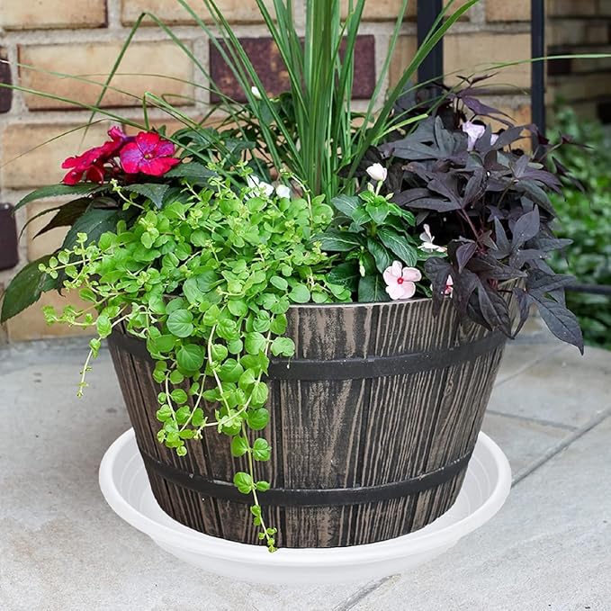 2 Pack of 16 inch Plant Saucer, Large Plant Tray, Heavy Sturdy Plant Drainage Tray for Indoors, Bird Bath Bowls, Sturdy Plastic Pot Tray for Planter (White)