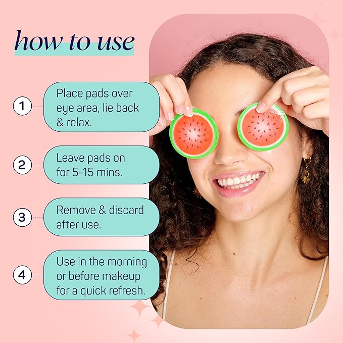 SpaLife Watermelon Cooling Eye Pads, Mothers Day Gifts, 48 Hydrating Under Eye Patches for Puffiness, Dark Circles, and Tired Eyes, Infused with Hyaluronic Acid, Glycerin, and Vitamin C, Fruity Scent