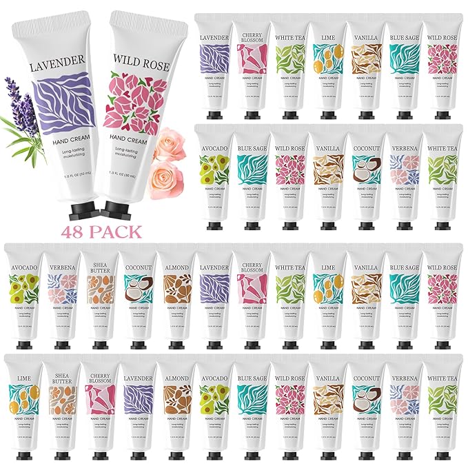 48 Pack Hand Cream Bulk Gifts for Women, Mothers Day Gifts for Mom, Teacher Appreciation Gifts, Nurses Week Gifts, Travel Size Hand Cream for Womem, Mini Moisturizing Hand Lotion for Dry Hands
