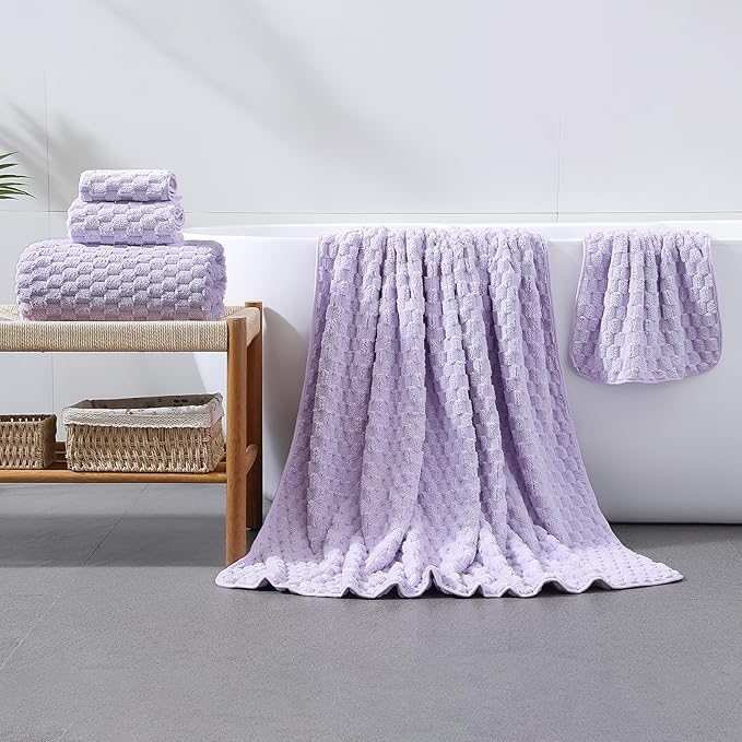 Extra Large Bath Towel Sheet-40x80 Inches Oversized,Super Soft,Quick Dry,Microfiber Shower Towels Highly Absorbent,Plush Bathroom Towels for Adults, Premium Quality (Lavender, 2PCS)