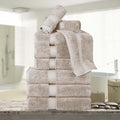 Superior Egyptian Cotton Pile 9 Piece Towel Set, Includes 3 Bath, 3 Hand, 3 Face Towels/Washcloths, Ultra Soft Luxury Towels, Thick Plush Essentials, Guest Bath, Spa, Hotel Bathroom, Stone