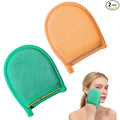 2 Pcs Exfoliating Facial Scrubber Mitt, Face Deep Exfoliating Cleaning Polishing Gloves Facial Cleansing Mitts Dead or Dry Skin Remover Face Cleaning Gloves for Men & Women (Green, Orange)