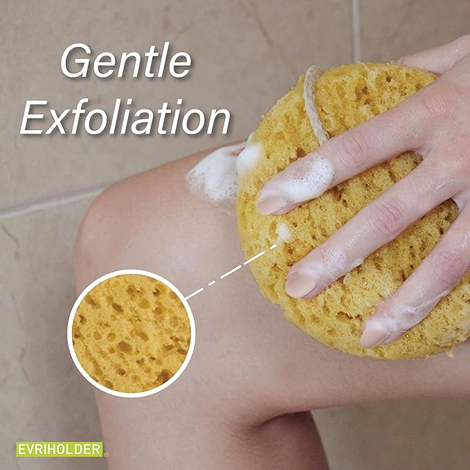 PARADISO Evriholder Sea Foam Body Sponge for Scrubbing and Exfoliating, Set of 2, Large Srubbing Loofah for A Relaxing Shower or Bath