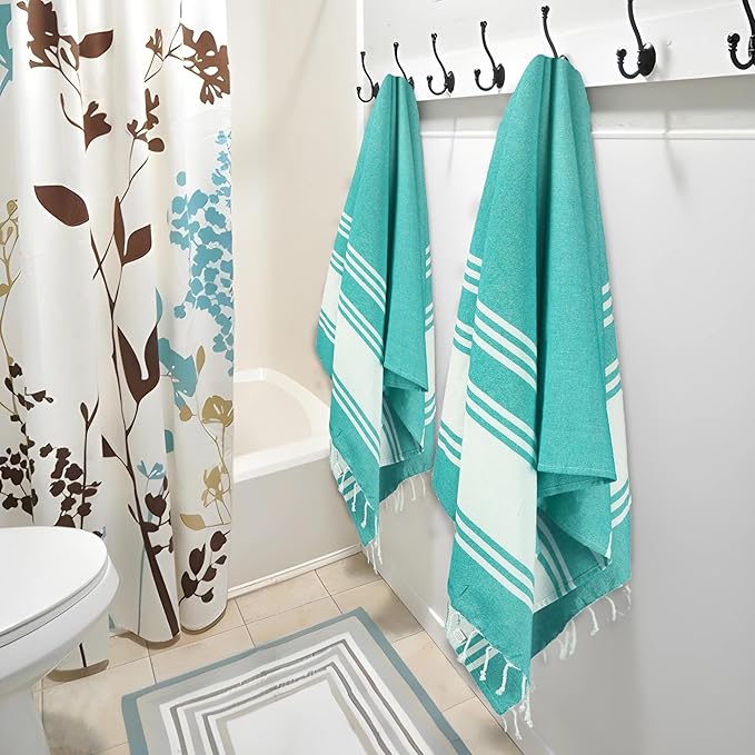 Goroly Home Cotton Beach Towel, Thin Camping Towel, Sand Free Beach Towel for Travel, Sand Proof Towel for Beach, Bathroom, Spa (Sea Green) - 36x71 Inch