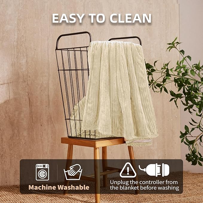 JET'S HOME Heated Blanket 50"x60" - ETL Certified Flannel Electric Blanket Throw Machine Washable Heating Throw with 9 Heating Levels 10 Hours Adjustable Auto-Off (Sandy Beige)