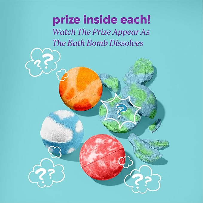ONYX Professional Fizz Fantasy Hydrating Kid’s Bath Bomb, Vanilla Cake and Buttercream Scented | 4 Pack Kids Bath Bomb Set with Surprise Inside | Gentle Bath Bomb for Kids, 4 Count