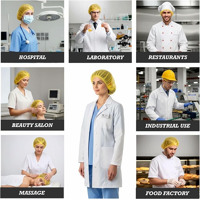 Disposable Bouffant Caps 21 Inch Non Woven Hair Net Elastic Head Cover For Food Service Kitchen Salon Lab Spa And Hygiene Use