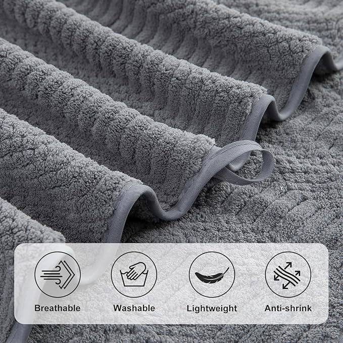 Ycosy 4 Pack Extra Large Microfiber Bath Towels Set,35x70 inches,600GSM,Less Lint Highly Absorbent Super Soft & Quick Dry,Oversized Bath Towels,Perfect for Bathroom Gym Pool,Grey