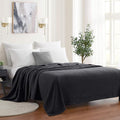 Sweet Home Collection 100% Fine Cotton Blanket Luxurious Weave Stylish Design Soft and Comfortable All Season Warmth, Full/Queen, Waffle Weave Black (Pack of 1)