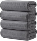 ecolook 4 Pack Microfiber Bath Towels, 31 x 63 inches Extra Large Bath Towel Set, Super Soft Highly Absorbent Bath Towels Set of 4, Quick Dry Lightweight Bathroom Towels for Spa, Pool, Gym, Dark Gray