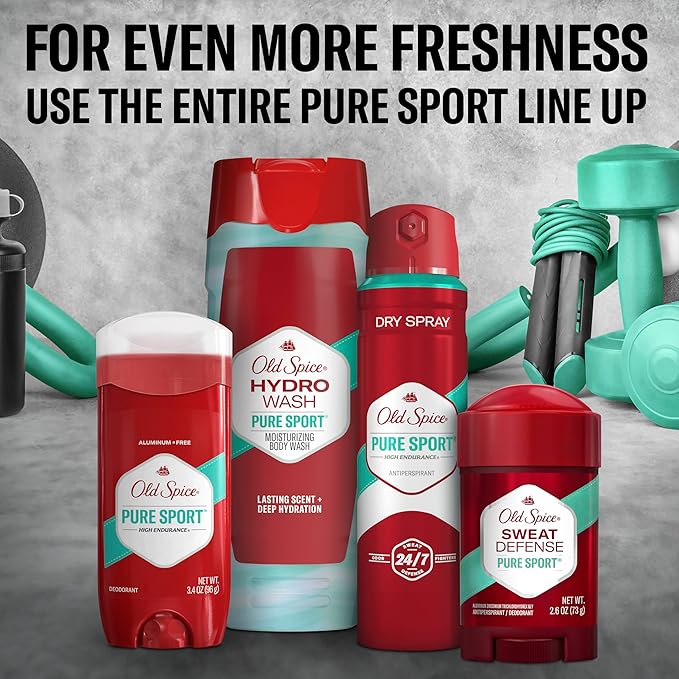 Old Spice Moisturizing Body Wash for Men, Hydro Wash, 2-in-1 Long Lasting Scent & Powerful Hydration to Fight Dry Skin, 24/7 Shower Fresh, Pure Sport Plus Scent, 16 oz