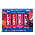 NIVEA Lip Care, Fruity Tinted Lip Balm Variety Pack, Cherry, Strawberry, Blackberry and Watermelon Flavors, 3-in-1 Moisture, Repair and Color, 0.17 Oz Stick, (Pack of 48)