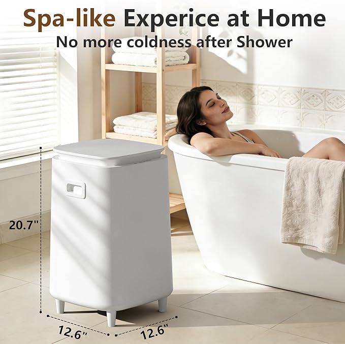 22L Towel Warmer for Bathroom – Fast Heating Blanket Warmer, Fits Two 40" x 70" Oversized Towels, Blankets & Bathrobes, Auto Shut-Off, Adjustable Timer, Portable Towel Warmer Bucket -White
