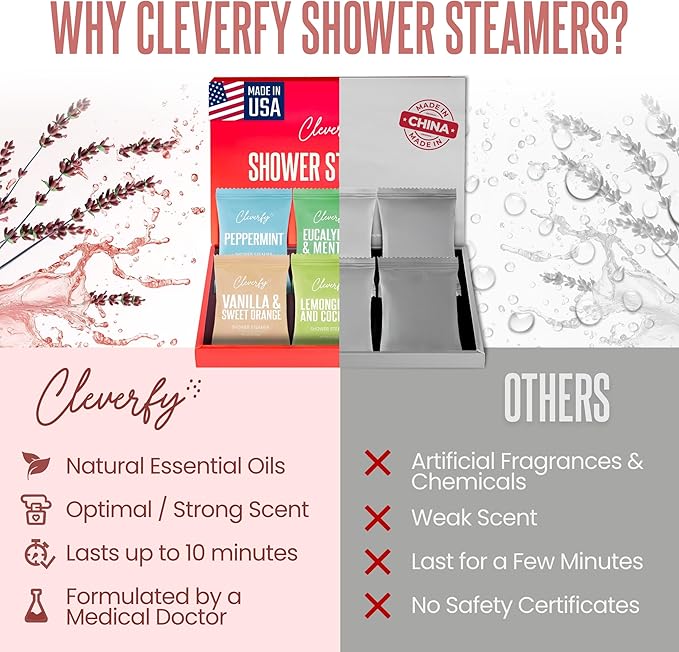 Cleverfy Shower Steamers Aromatherapy - Mothers Day Gifts for Mom, Wife from Husband, Grandma, Daughter and Sister - Birthday Gifts for Women, Mom, Teens, Girlfriend and Her - 6 Tablets