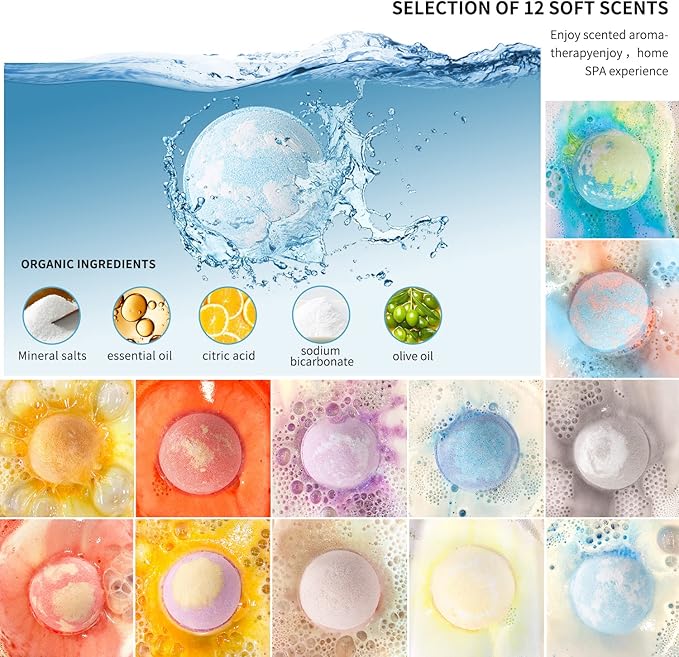 Fafamara Bath Bombs Gift Set - 24 Pcs Handmade, Natural & Organic Essential Oil Bubble Bath for Women and Girls