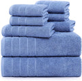 Casa Platino Cotton Bath Towel 8 Piece Set - Super Soft, Quick Dry & Absorbent - 2 Bath, 4 Washcloths, 2 Hand Towels for Bathroom - Durable & Minimal Lint After 3 Washes - Cerulean Blue