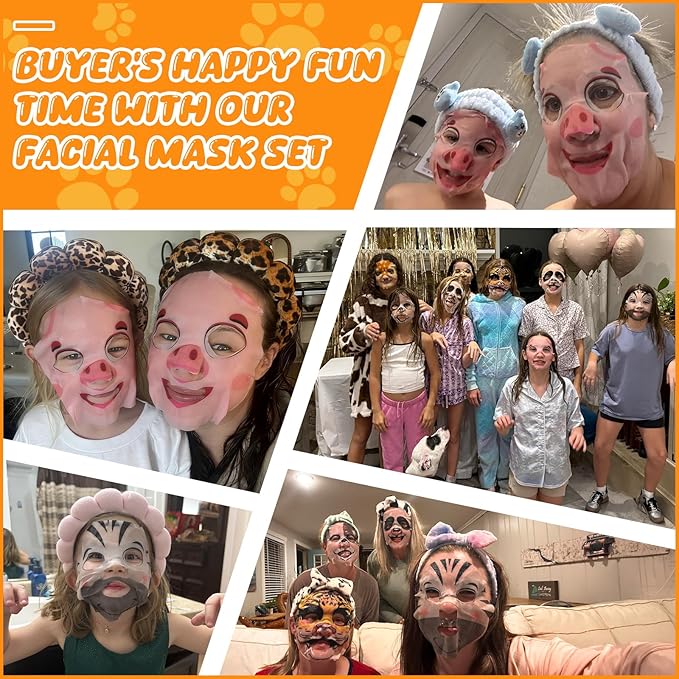 9 Packs Animal Character Facial Masks, Deep Hyrating Spa Masks for All Skin Types, Gift for Kids' Birthady Party, Enjoy Skincare Life, Girl's Night