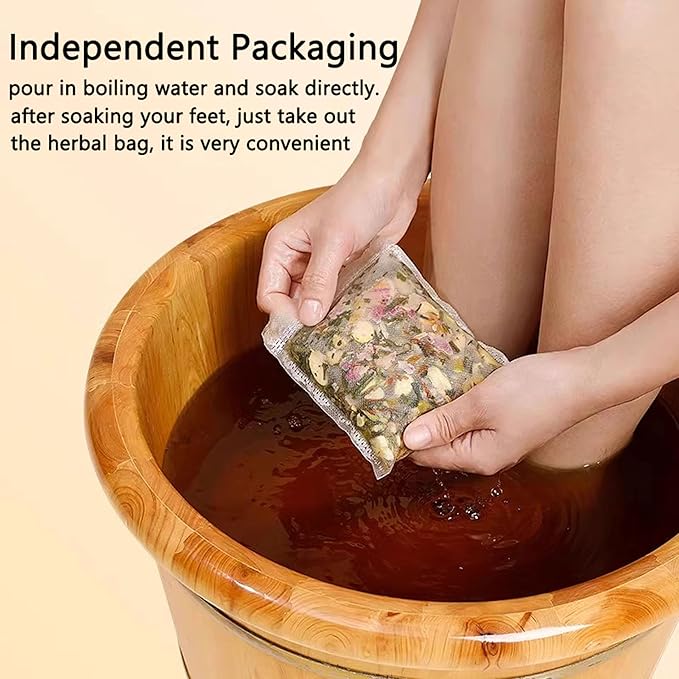 30 PCS Body Herbal Detox Foot Soak to Remove Toxins,Lymphatic Drainage Ginger Feet Soak,Mugwort Foot Detoxing Soak for Dry Cracked Feet Dispel Cold Remove Dampness 泡脚足浴包艾草叶