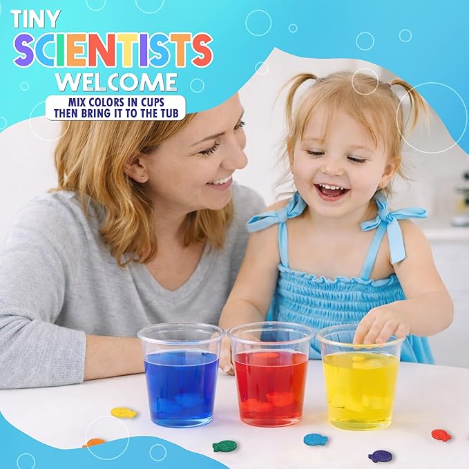 SplashEZ STEM Bath Color Tablets for Kids 150 Count - Fizzy Bath Bombs for Kids and Toddlers, Non Toxic, Fragrance Free, No Tub Staining, Easy Clean, Toys for Kids Ages 1-3