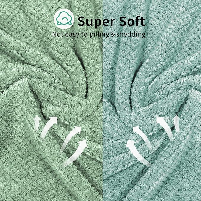 my novel things 2 Pack Extra Large Microfiber Hair Towel Wrap, 37.4" x 26.4" for Women, Super Absorbent & Quick Dry Hair Towel with Elastic Strap for Curly Hair Green Gift for Women Men Girls Friends