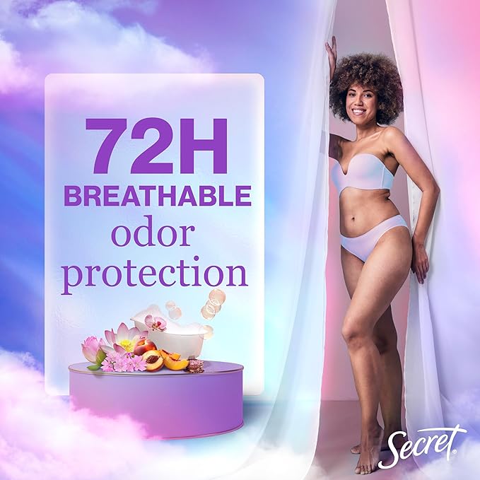 Secret Fresh Antiperspirant Deodorant for Women, 72hr Breathable Sweat & Odor Protection, Instant Freshness & Gentle, PH Balancing Minerals, Invisible Solid, Soapy Bubble Bath Scent,2.6 oz,(Pack of 2)