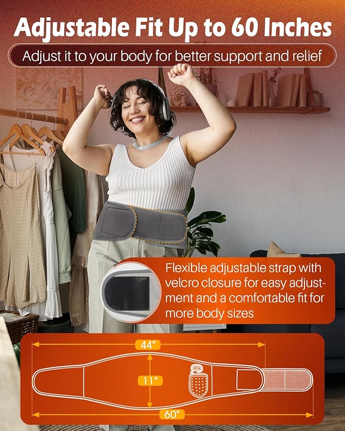 Cordless Heating Pad with Massager for Back Pain Relief,3 Heat & 3 Vibration Modes,Portable 8000mAh Rechargeable Wireless Lower Back Massager for Cramps,Birthday Gifts for Women Men Seniors Mom Dad