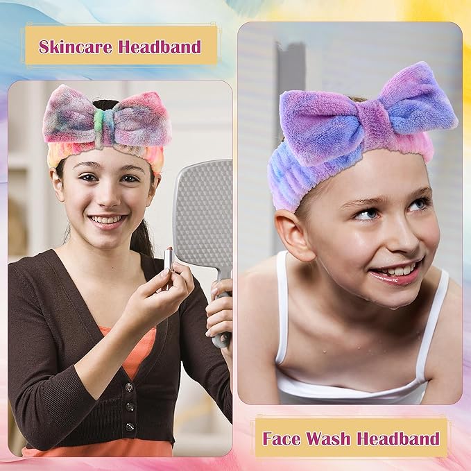 WSYUB Makeup&Skincare Headband, Spa Headband, Headbands for Washing Face, Stuffers for Teens Women, Bow Headbands for Girls Gifts, Easter Basket Stuffers