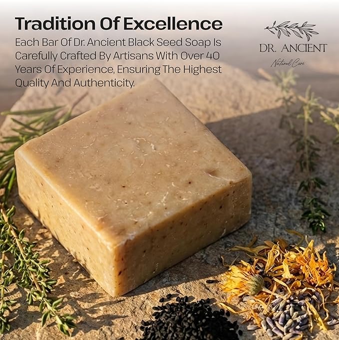 Dr. Ancient Black Seed Soap Bar – Organic, Natural, Vegan Handmade Soap with Black Seed Oil for Deep Cleansing and Hydration, Chemical-Free and Eco-Friendly, Suitable for All Skin Types