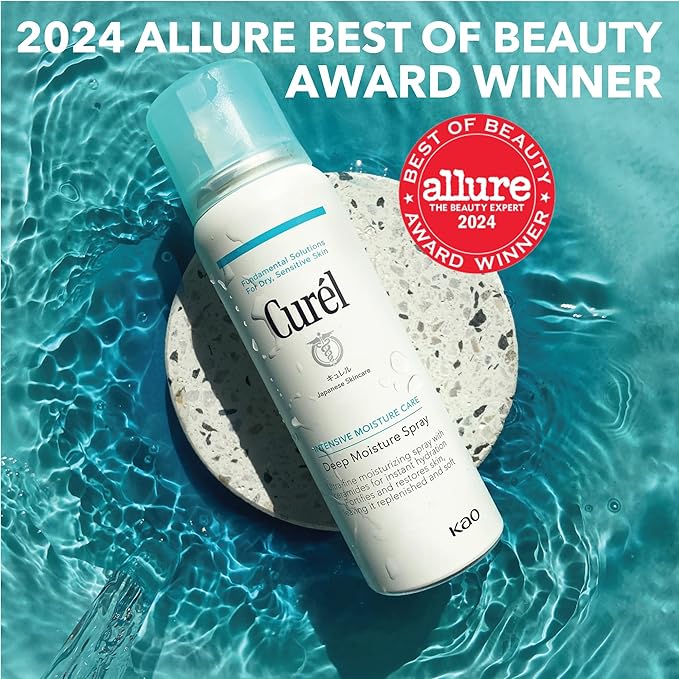 Curel Japanese Skin Care Deep Moisture Spray, Moisturizer for Dry Skin, Face Hydrating Spray with Ceramides, 5.2 Oz