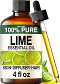 100% Pure Lime Oil - 4 Fl Oz Lime Essential Oil for Hair, Skin, Diffuser, Aromatherapy & DIY Soap Making Scent