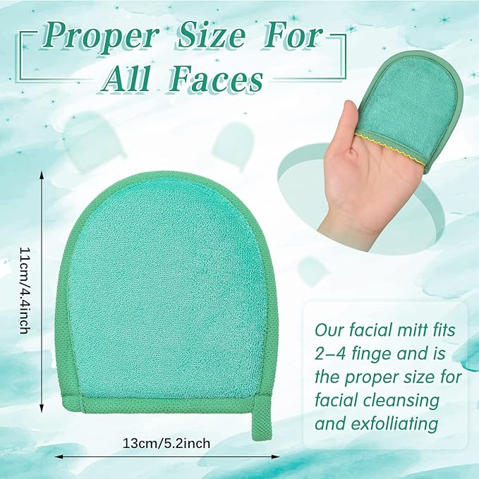 Frienda 4 Pcs Exfoliating Gloves Facial Scrub Mitts Exfoliator Scrubber for Face and Body Mitt Cleaning Dead or Dry Skin Remover Deep Exfoliating Polishing Glove for Men Women Bath Shower Spa Skincare