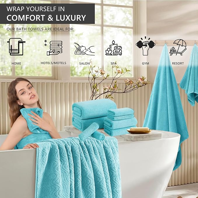 4 Piece Extra Large Bath Towel 35"x70" Oversized Bath Sheet Bath Towel Set for Bathroom Ultra Soft Cozy Highly Absorbent Quick Dry Bathroom Towel for Spa Gym Hotel,Shower Towel for Daily Use,Aqua Teal