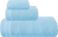 Ultra Soft 3 Pack Cotton Towel Set, Contains a Bath Towels 28x55 inch, a Hand Towels 16x24 inch & a Wash Coths 12x12 inch, Ideal Everyday use, Compact & Lightweight - Sky Blue, Medium