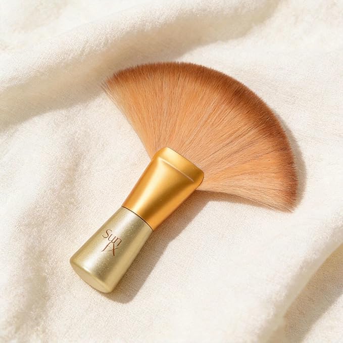 Large Professional Fan Brush, Fluffy Brush for Loose Powder, Setting, Bronzer & Highlighter. Flawless Spray Tan Application, Body Makeup or Salon Essentials.