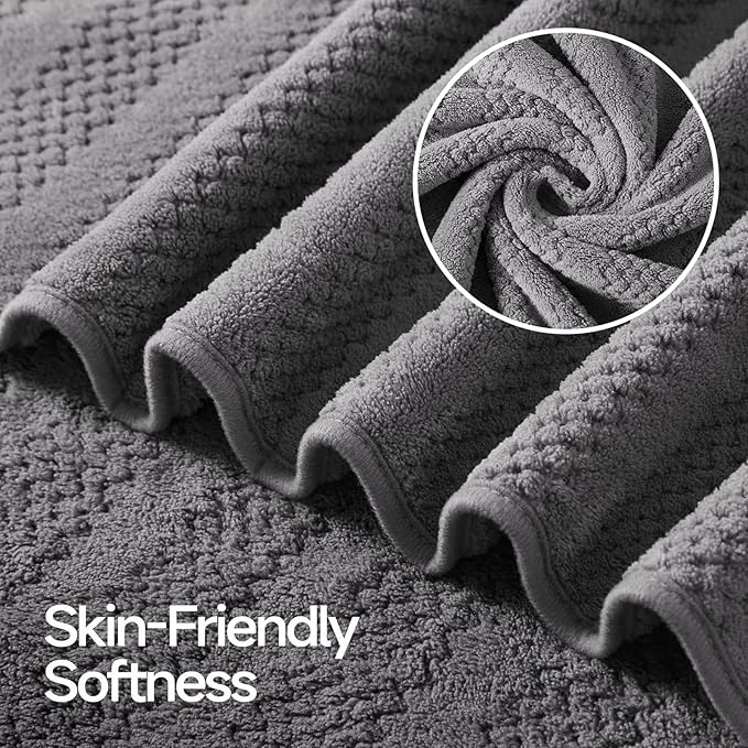 ecolook 4 Pack Microfiber Bath Towels, 31 x 63 inches Extra Large Bath Towel Set, Super Soft Highly Absorbent Bath Towels Set of 4, Quick Dry Lightweight Bathroom Towels for Spa, Pool, Gym, Dark Gray