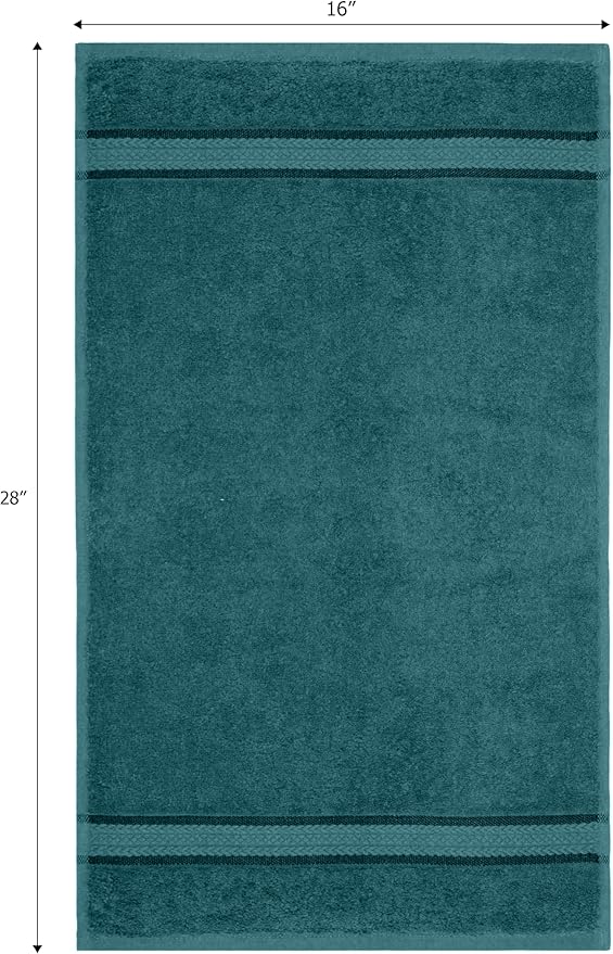 Cotton Craft Ultra Soft 6 Pack Hand Towels 16x28 Teal Weighs 6 Ounces Each - 100% Pure Ringspun Cotton - Luxurious Rayon Trim - Ideal for Everyday use - Easy Care Machine wash