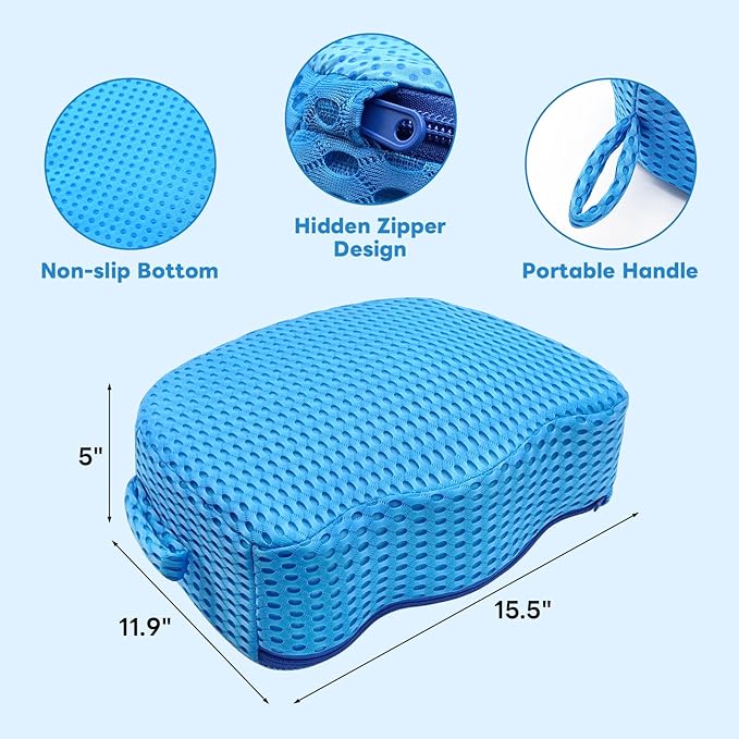 Hot Tub Booster Seat for Adults, Weighted 5" Extra Thick Spa Cushion, 4+ lbs Core Stays Submerged No Floating, 3D Air Mesh Quick Dry, Non-Slip Seat Riser for Jacuzzi, Bathtub & Outdoor Spa(Blue)