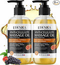 EDENIKA BOTANICALS Firming Anti Cellulite Massage Oil, Grapeseed Oil, Caffeine, Plant Stem Cells & Retinol, Supports Tighter, Smoother-Looking Skin on Body, Legs, Thighs & Buttocks, 2-Pack