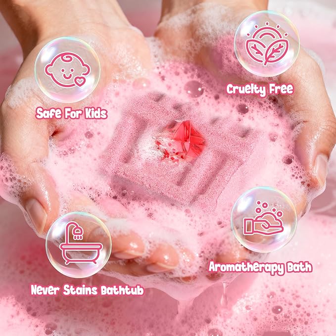 Toylink Bath Bombs for Kids with Diving Gem Toys Inside, 12 Pack Treasure Chest Bath Bombs with Surprise Pirate Accessories Pretend Playset, Handmade Bubble Bath Fizzies Birthday Christmas Gift Set