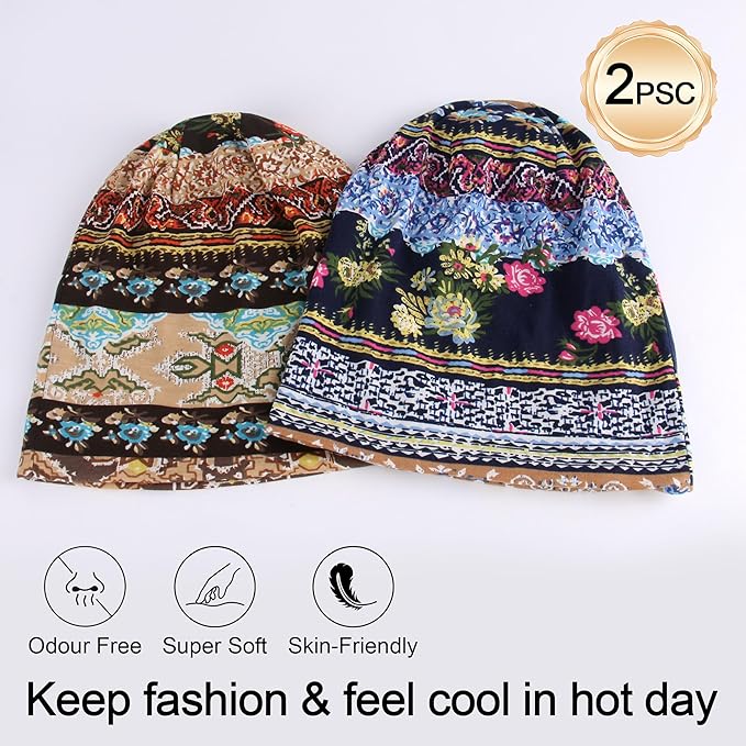 Women's Summer Beanie for Men Hat Boho Hats Adult Dwarf Hats Chemo Cap Cancer Headwear Caps Baggy Skull Sleep Cap Nightcap