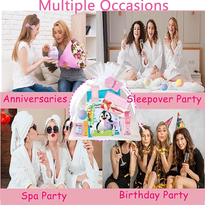 224PCS Spa Party Supplies for Girls, Spa Party Favors Include Face Masks,Hand Cream,Lip Mask,Foot Bath Bombs,Face Cream,Spa Birthday Sleepover Party Supplies Facial Skin Care Set