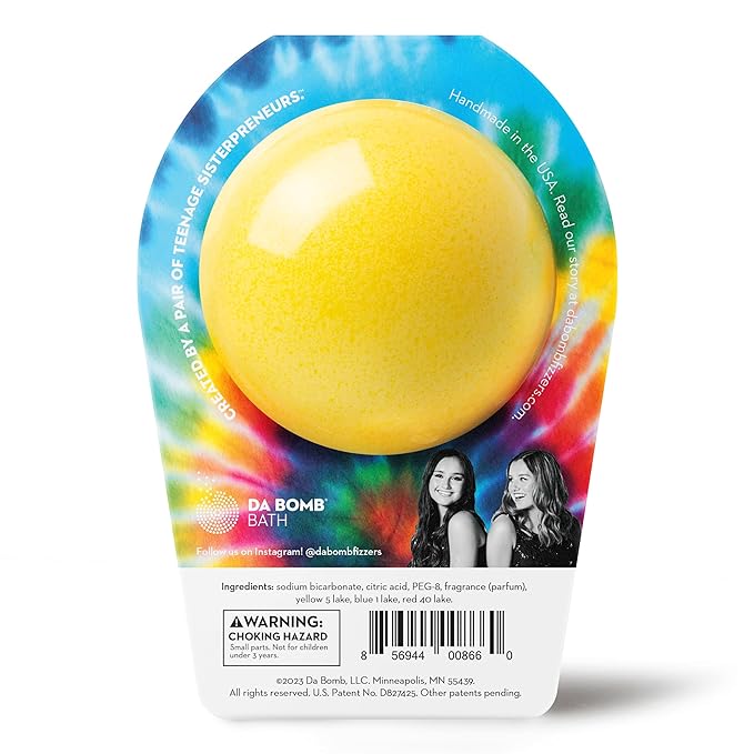 Da Bomb Bath Tie Dye Yellow Bath Bomb, 7oz, Passion Fruit
