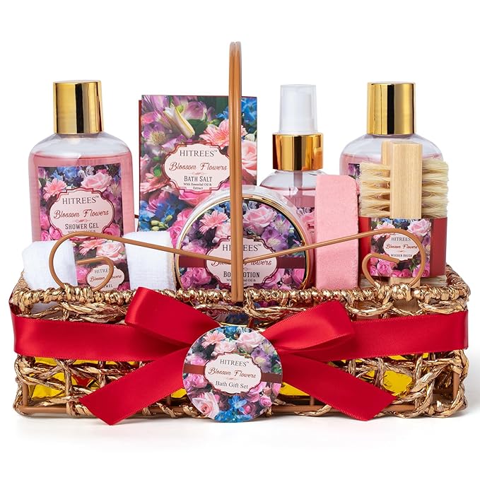Gifts For Women Gift Basket – 9 Piece Set of ROSE JASMINE Home Spa Set, Friendship Gifts, Shower Care Set - Bath Pampering Package, Bath Gift Set for Her, Mom, Mothers Day,Christmas Gift for Women