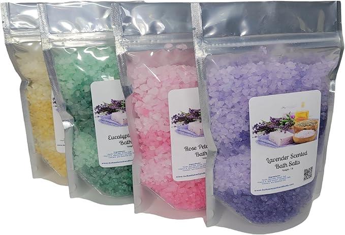 Bath Salts | (4) 1lb Bags | Aromatherapy Gift Lot | Four Different Scents | Bathing | Body Care | Beauty | Relaxation | Spa