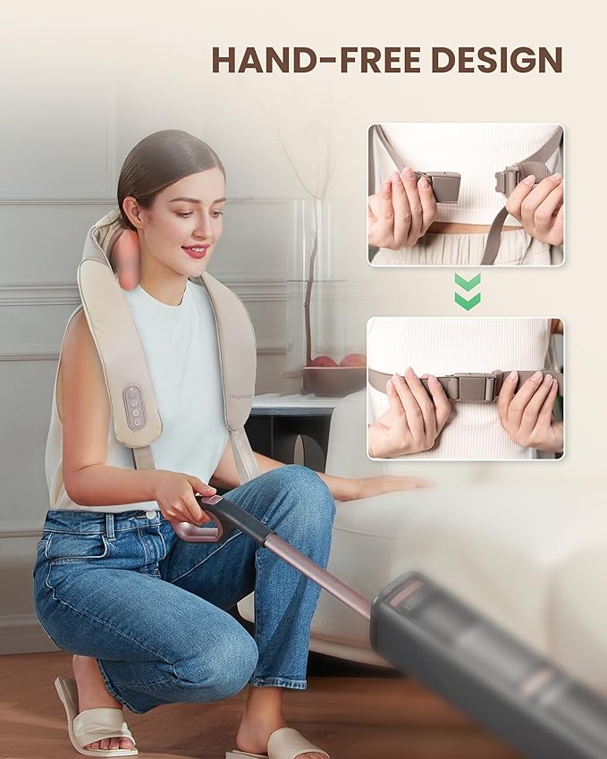 Heycool Cordless Neck Massager with Heat, FSA Eligible HSA 4D Deep Kneading Neck Shoulder Massager for Pain, Shiatsu Back Massager for Shoulder, Gifts for Women, Men