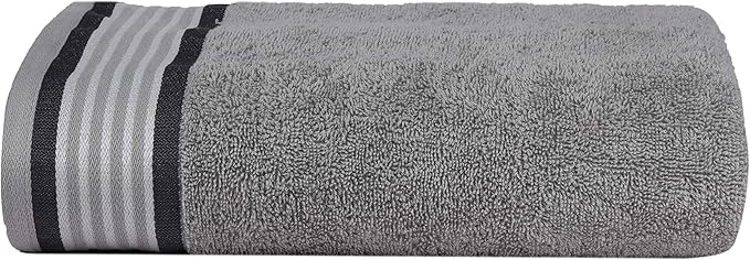 CASA COPENHAGEN He & She 2Pcs 100% Egyptian Cotton Large Designer Bathsheet Towels Gift Set- Pine Grey - Grey Voilet, 550GSM, 35"x70" 2Bath Sheet Towels for Bathroom Set for Women & Men