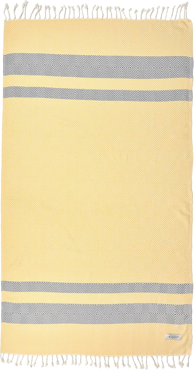 Personalized Embroidered Beach Towel | Throw Blanket, Easy Carry Sand Free, Highly Absorbent, Quick Dry, Turkish Towels for Camping Bath Sauna Beach Gym Pool Yoga SPA by Lahammam, Newdiz, Yellow